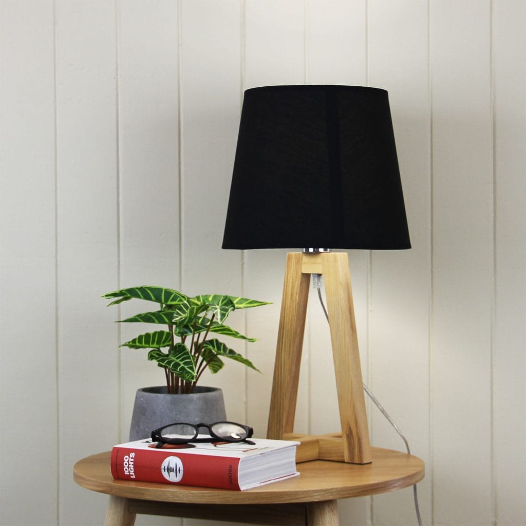 Oriel Lighting Lamp EDRA TABLE LAMP Black Scandi Table Lamp with Black Cotton Shade