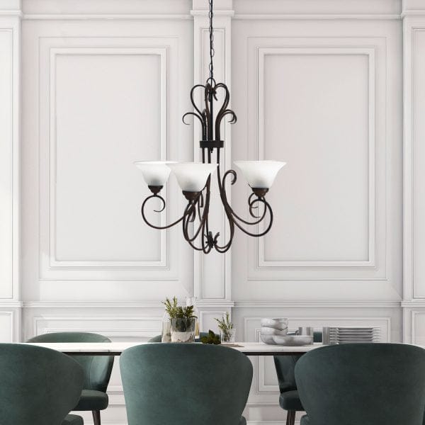 Oriel Lighting Lamp GASTON 5LT Bronze Traditional Frost pendant