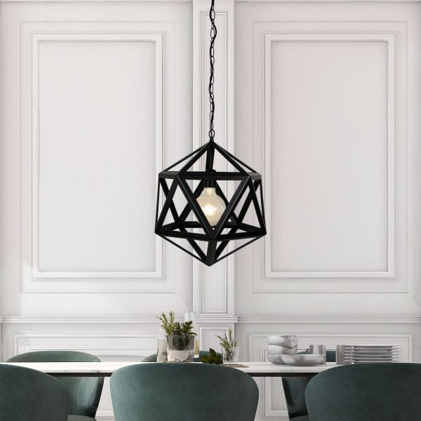 Oriel Lighting Lamp GEO 1 Geometric Single Pendant Matt Black