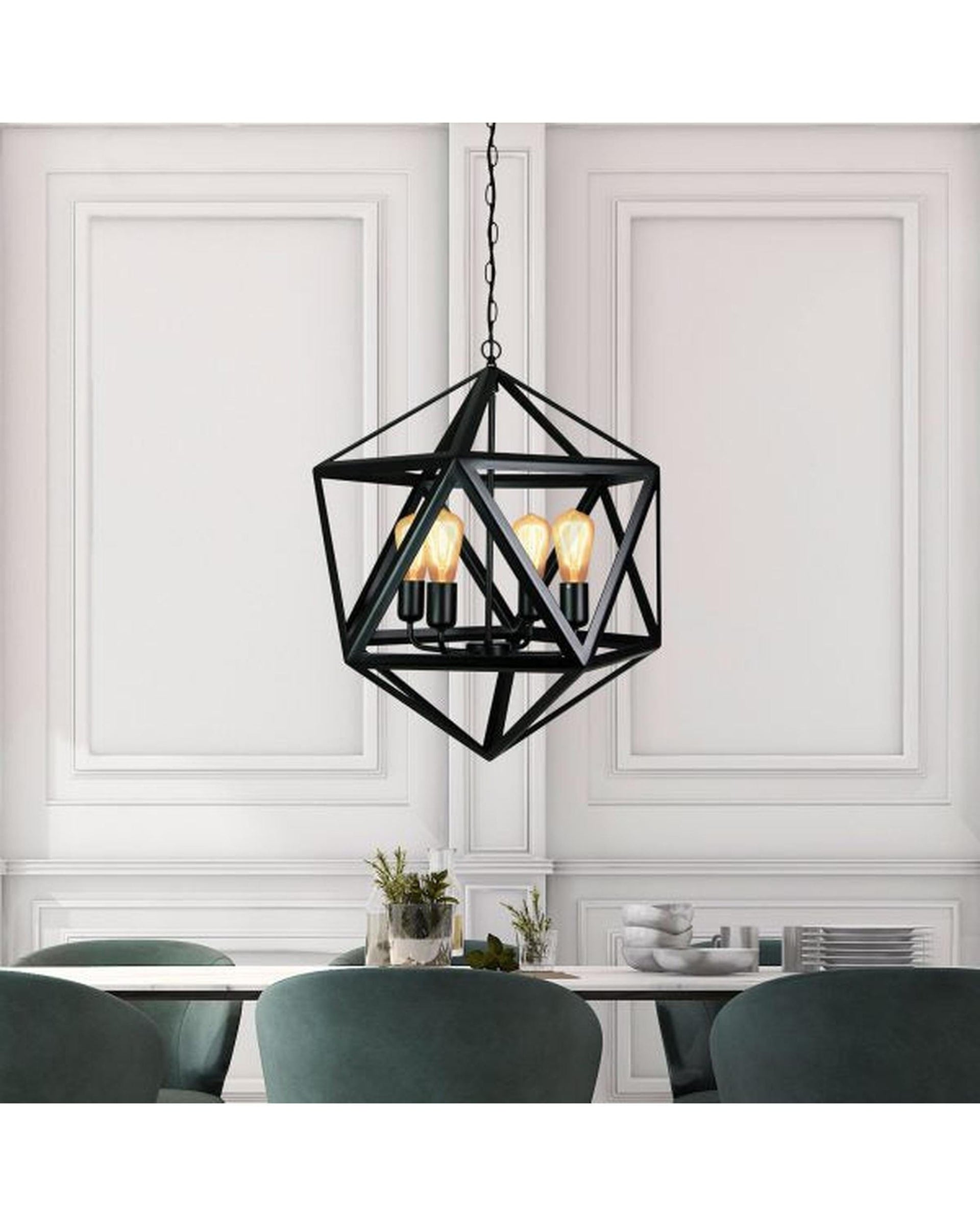 Oriel Lighting Lamp GEO 4 Geometric 4-light Pendant Matt Black