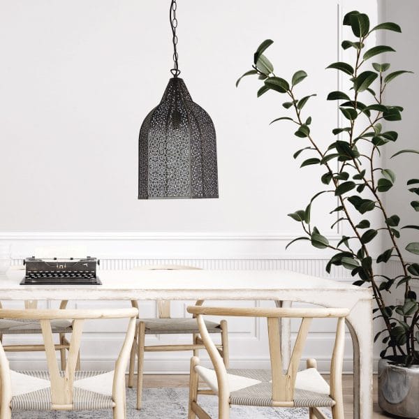 Oriel Lighting Lamp ISTANBUL Antique Rust Laser Cut Metal Pendant in Antique Bronze finish