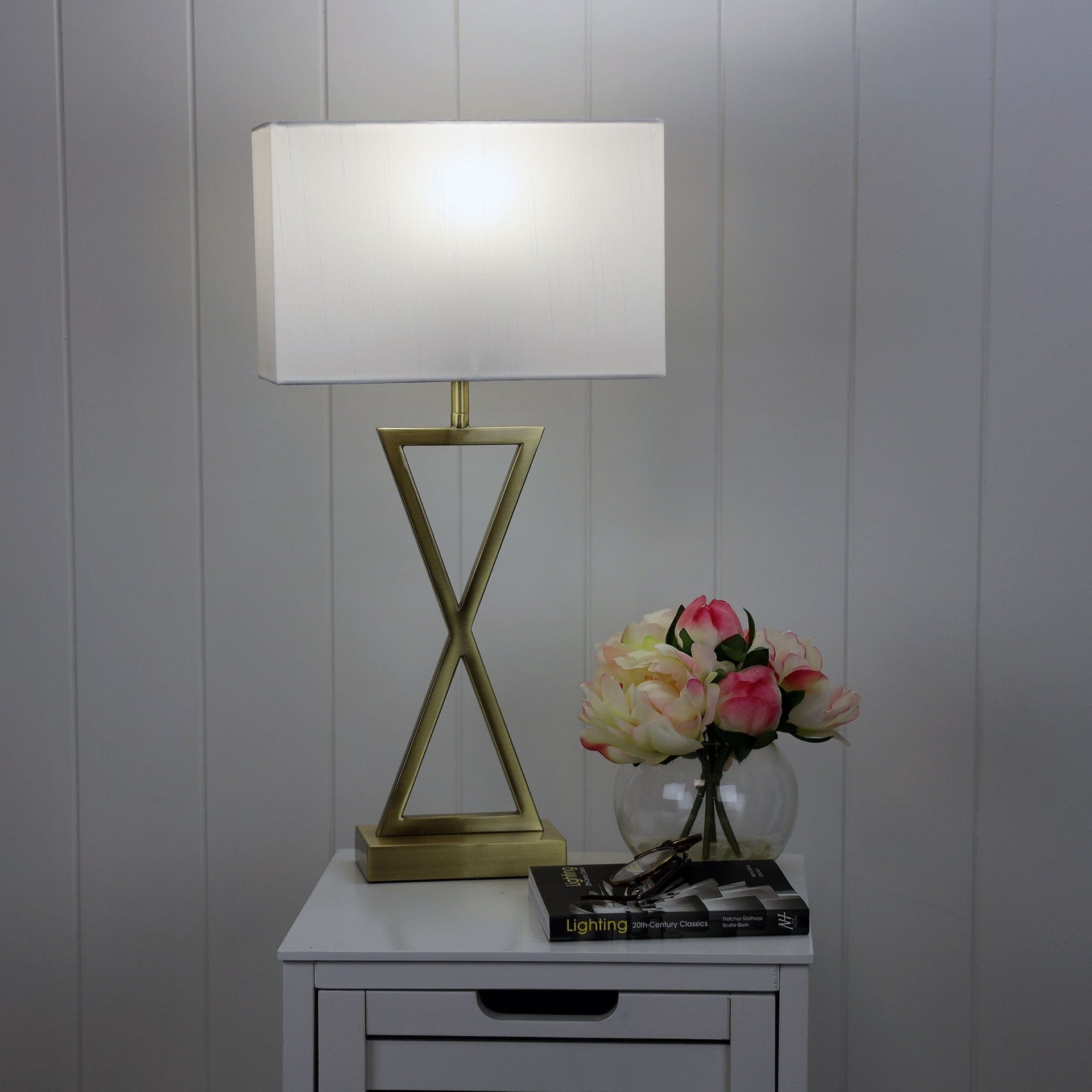 Oriel Lighting Lamp KIZZ Antique Brass Complete Bedside Lamp