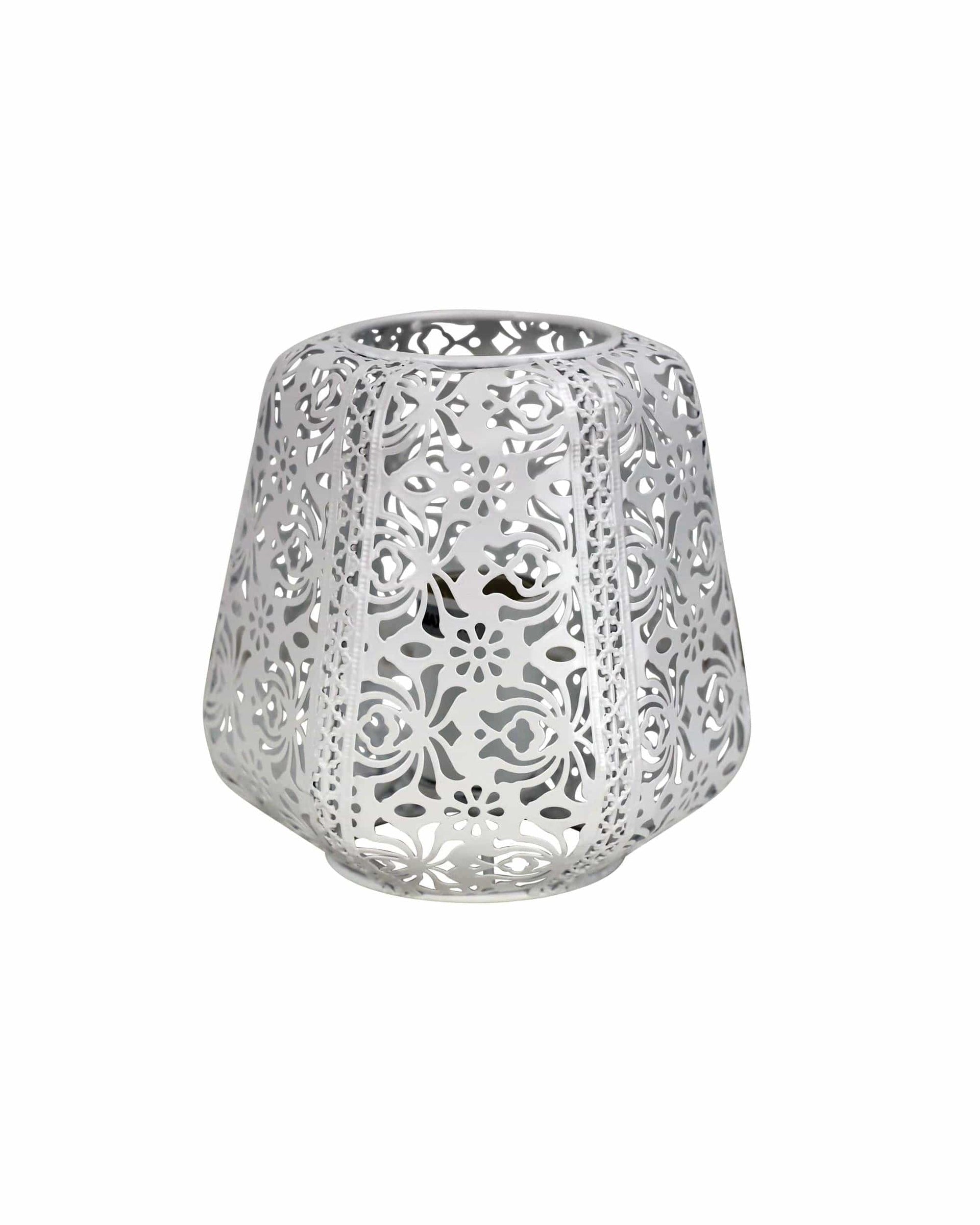 Oriel Lighting Lamp LACE White Floral Laser Cut Metal Lamp