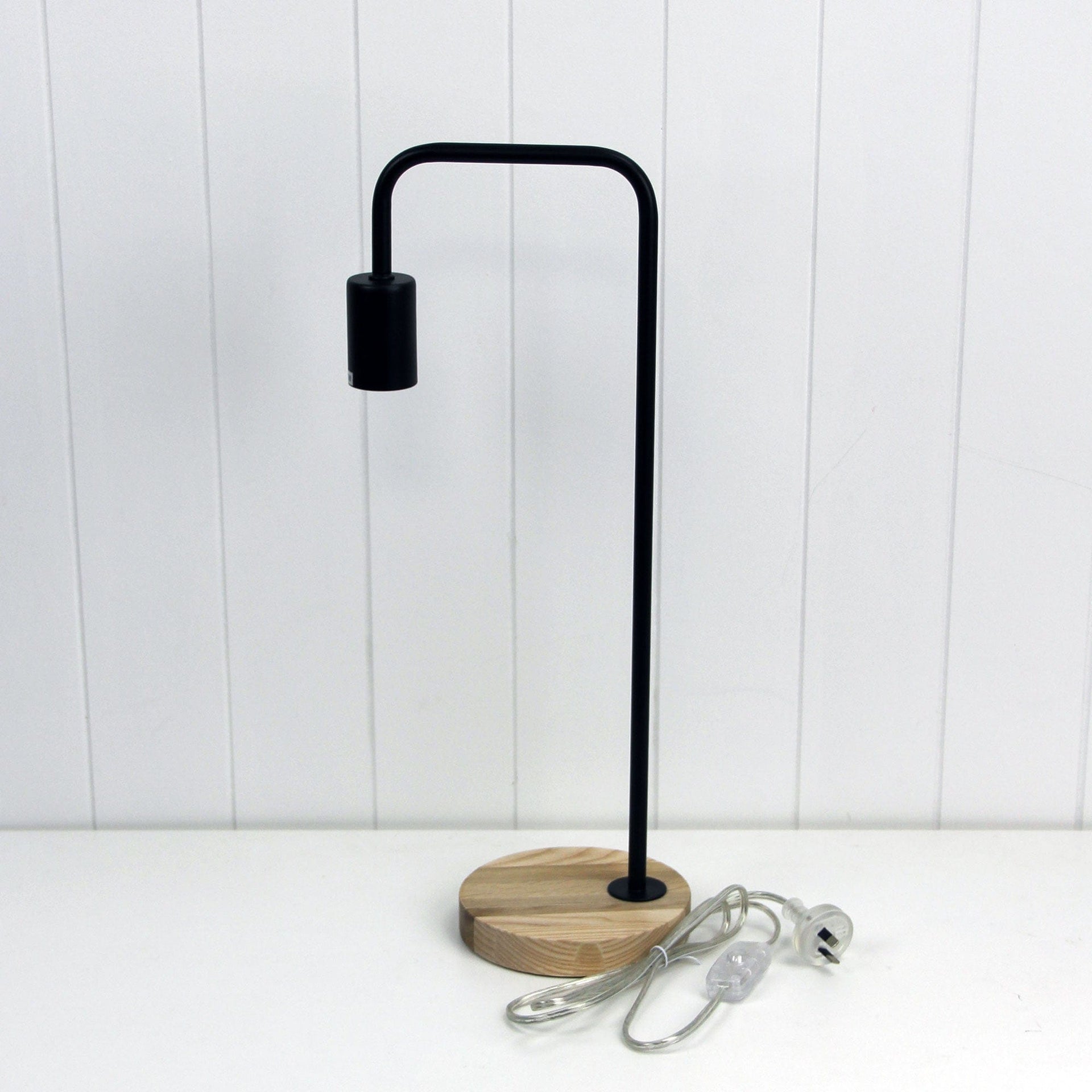 Oriel Lighting Lamp LANE Scandi Table Lamp Black with Timber