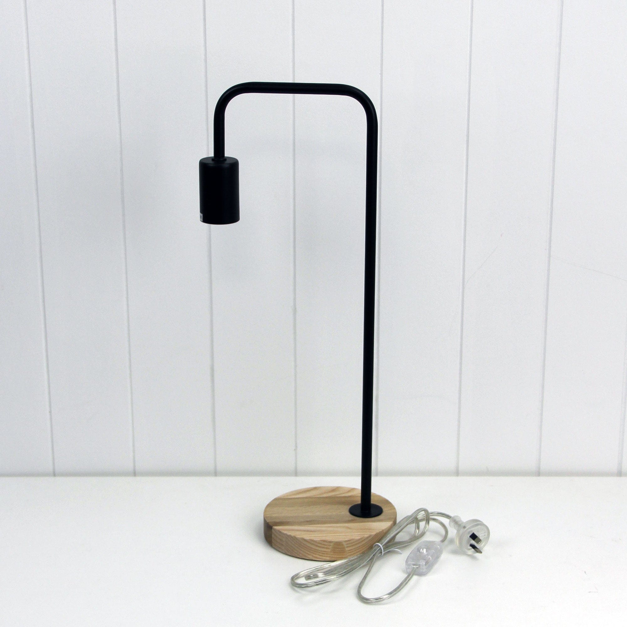 Oriel Lighting Lamp LANE Scandi Table Lamp Black with Timber