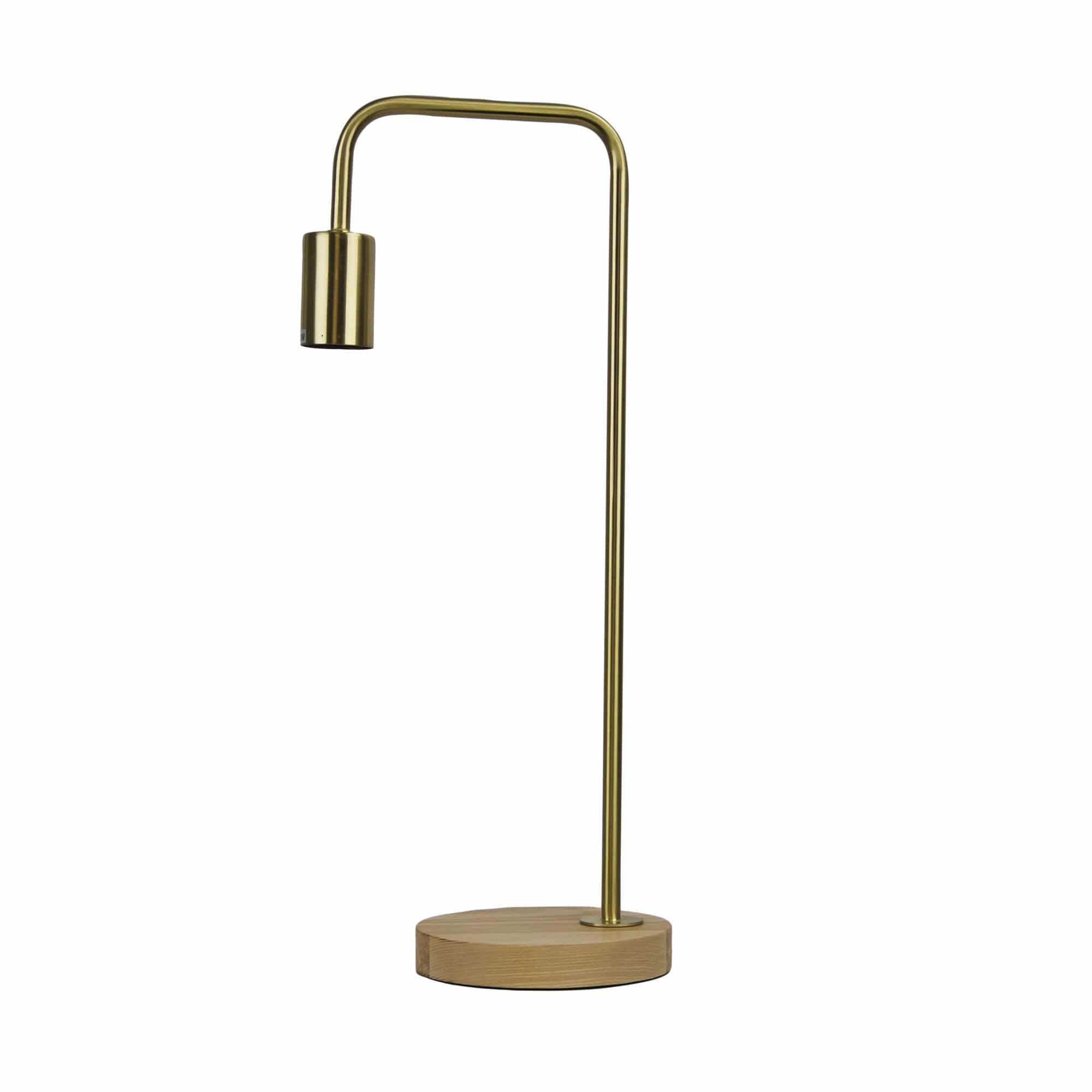 Oriel Lighting Lamp LANE Scandi Table Lamp Brushed Brass with Timber