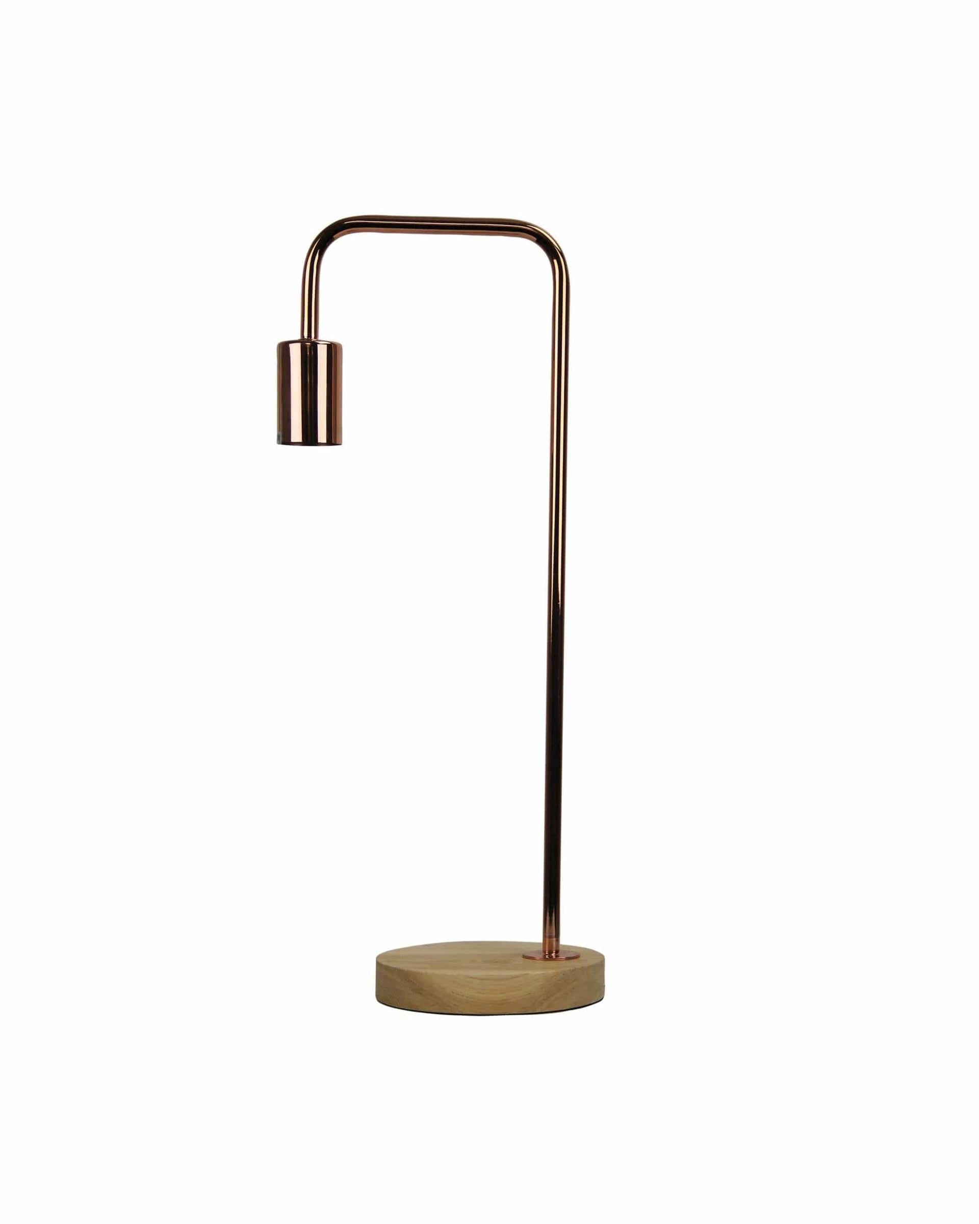 Oriel Lighting Lamp LANE Scandi Table Lamp Copper with Timber
