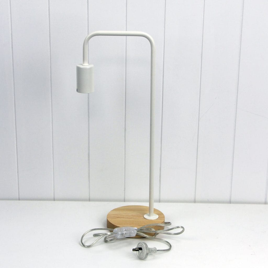 Oriel Lighting Lamp LANE Scandi Table Lamp White with Timber