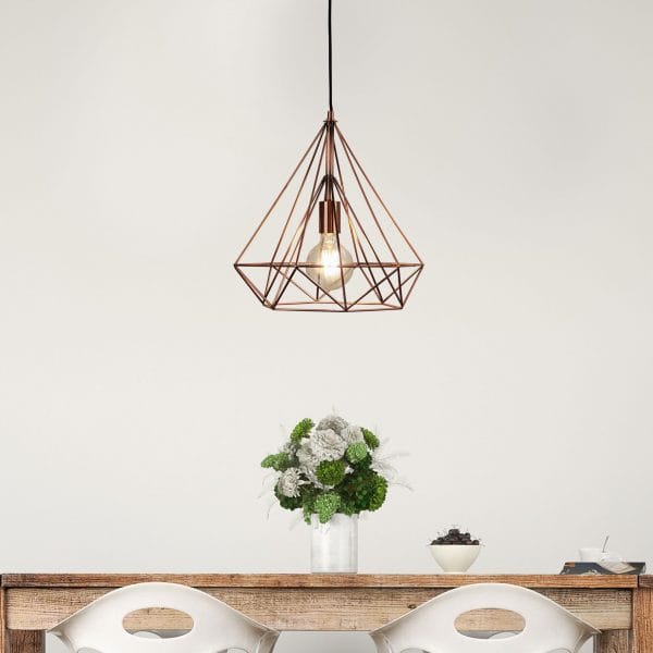 Oriel Lighting Lamp LENOX Antique Copper Geometric Urban Style Pendant
