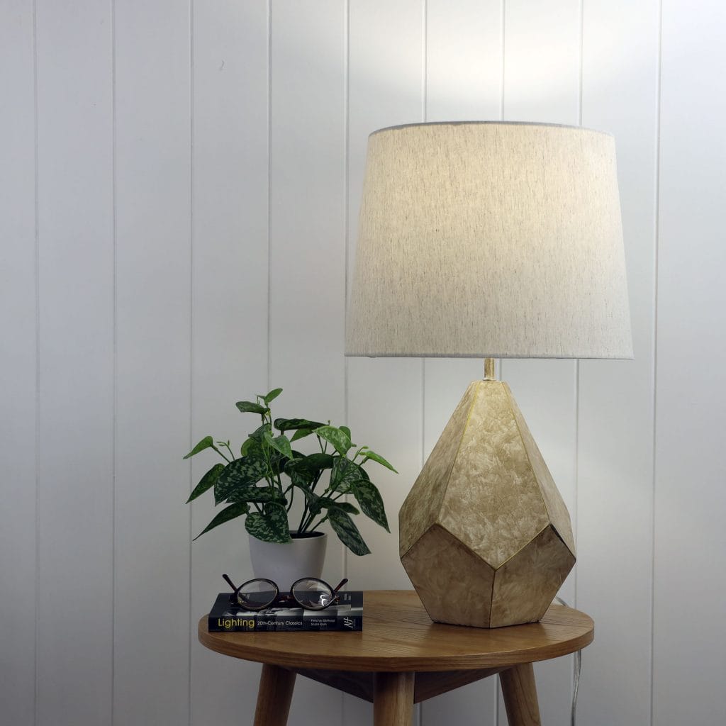 Oriel Lighting Lamp LEON Geometric Ivory and Gold Table Lamp