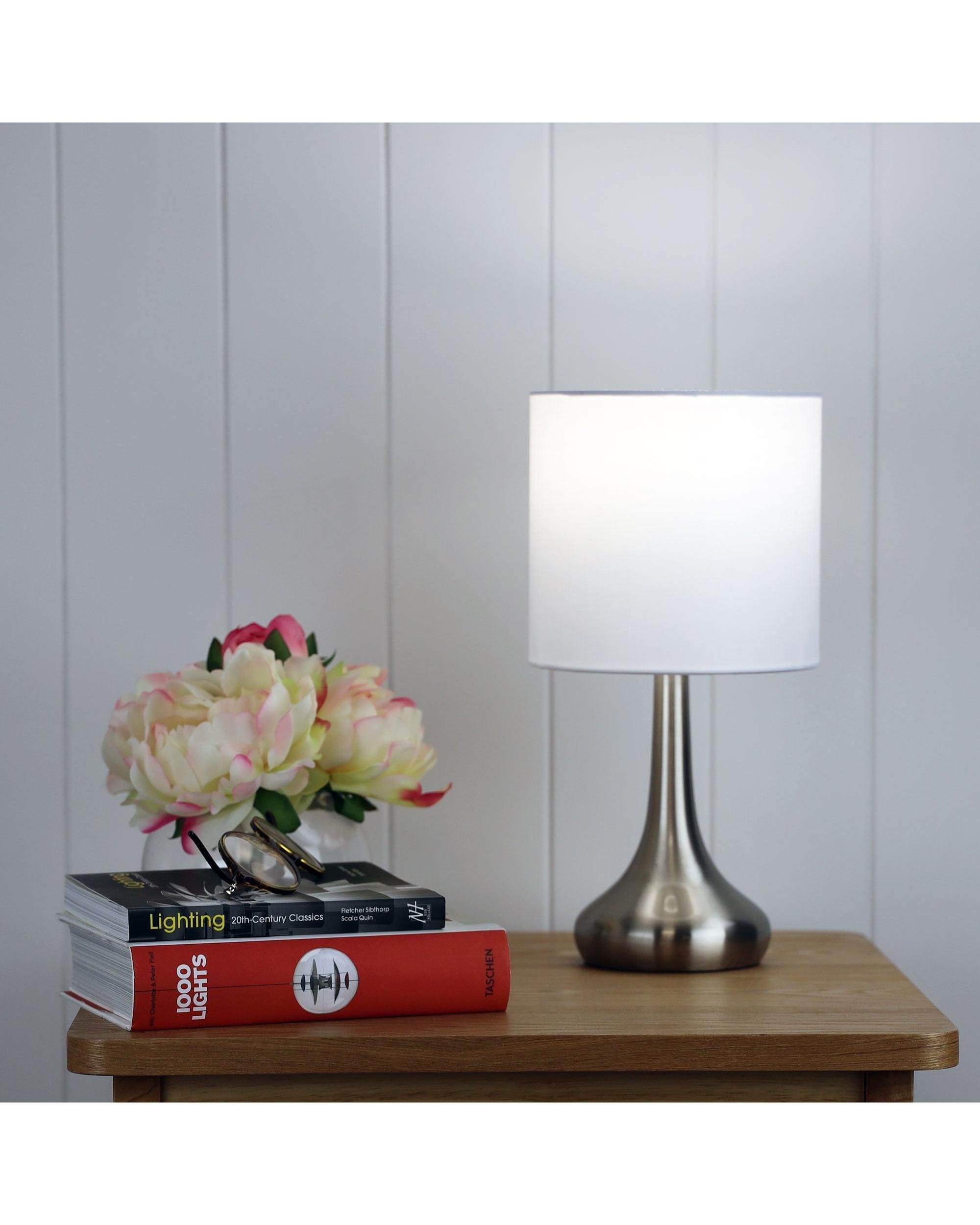 Oriel Lighting Lamp LOLA ON / OFF Touch Lamp Brushed Chrome Finish