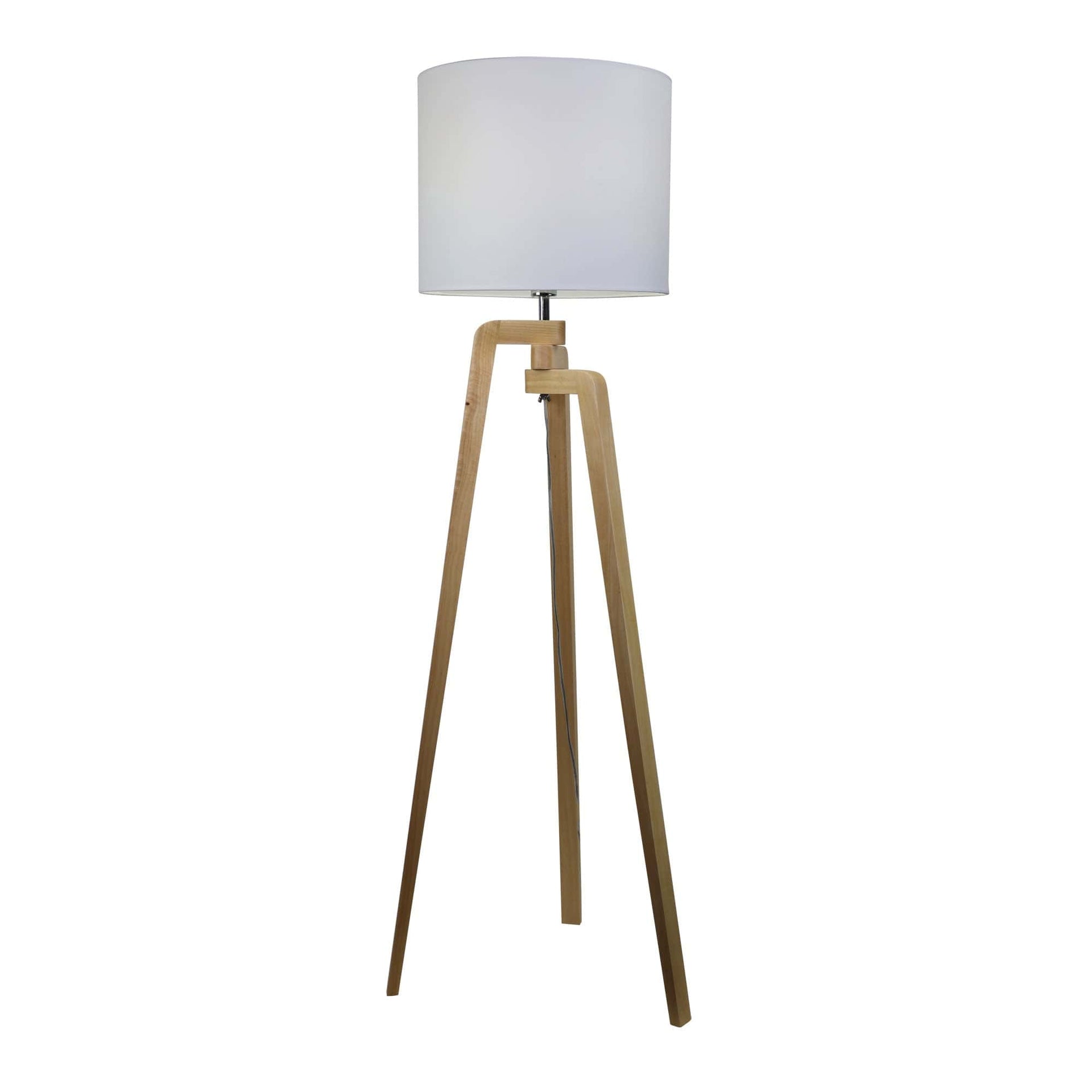 Oriel Lighting Lamp LUND FLOOR LAMP Scandi Inspired Timber Tripod Lamp with Shade