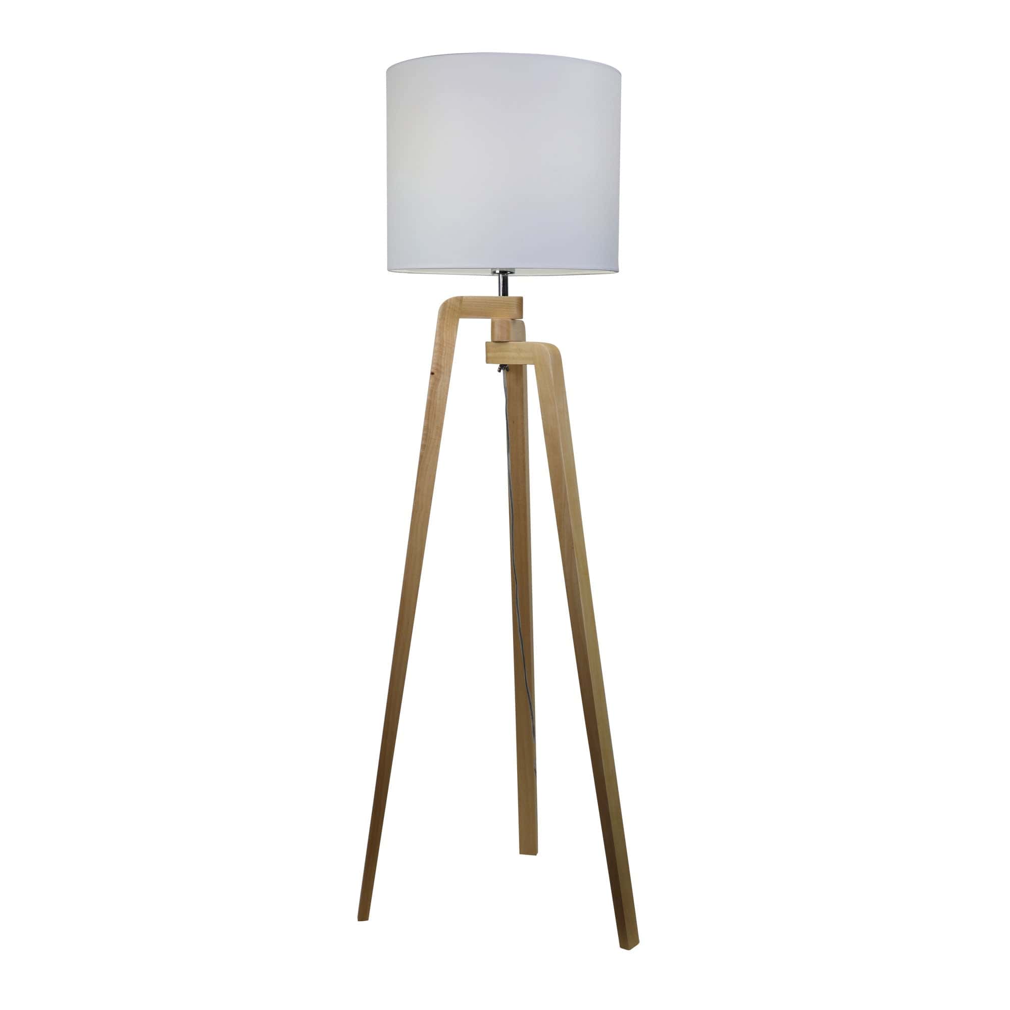 Oriel Lighting Lamp LUND FLOOR LAMP Scandi Inspired Timber Tripod Lamp with Shade