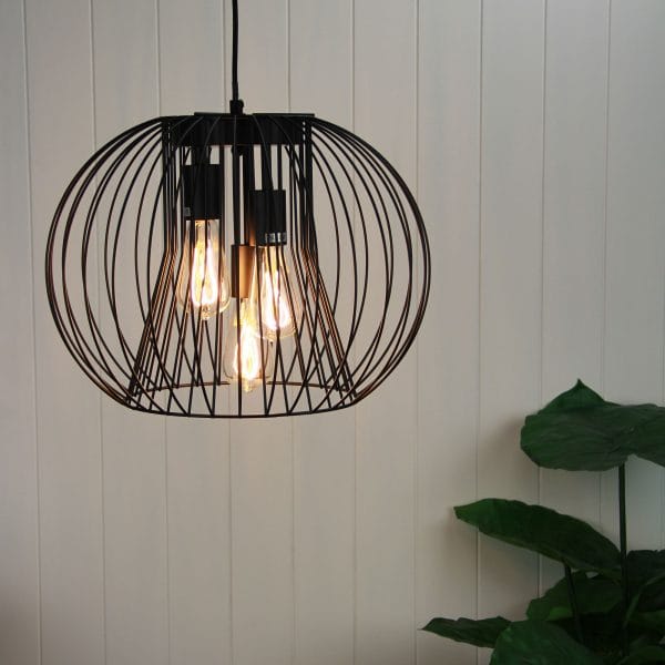 Oriel Lighting Lamp MALO.45 Black Wire 3 Light Pendant