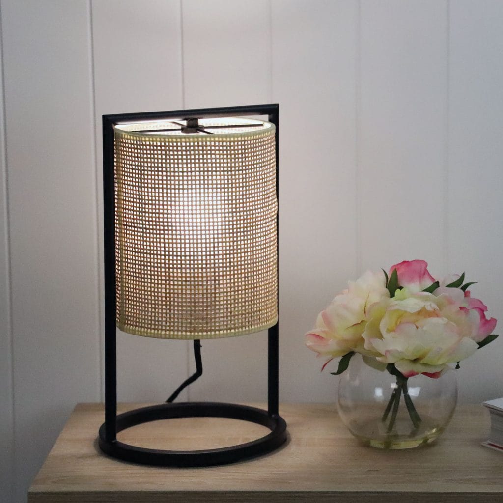 Oriel Lighting Lamp MANDALAY Black Table Lamp with Rattan Shade