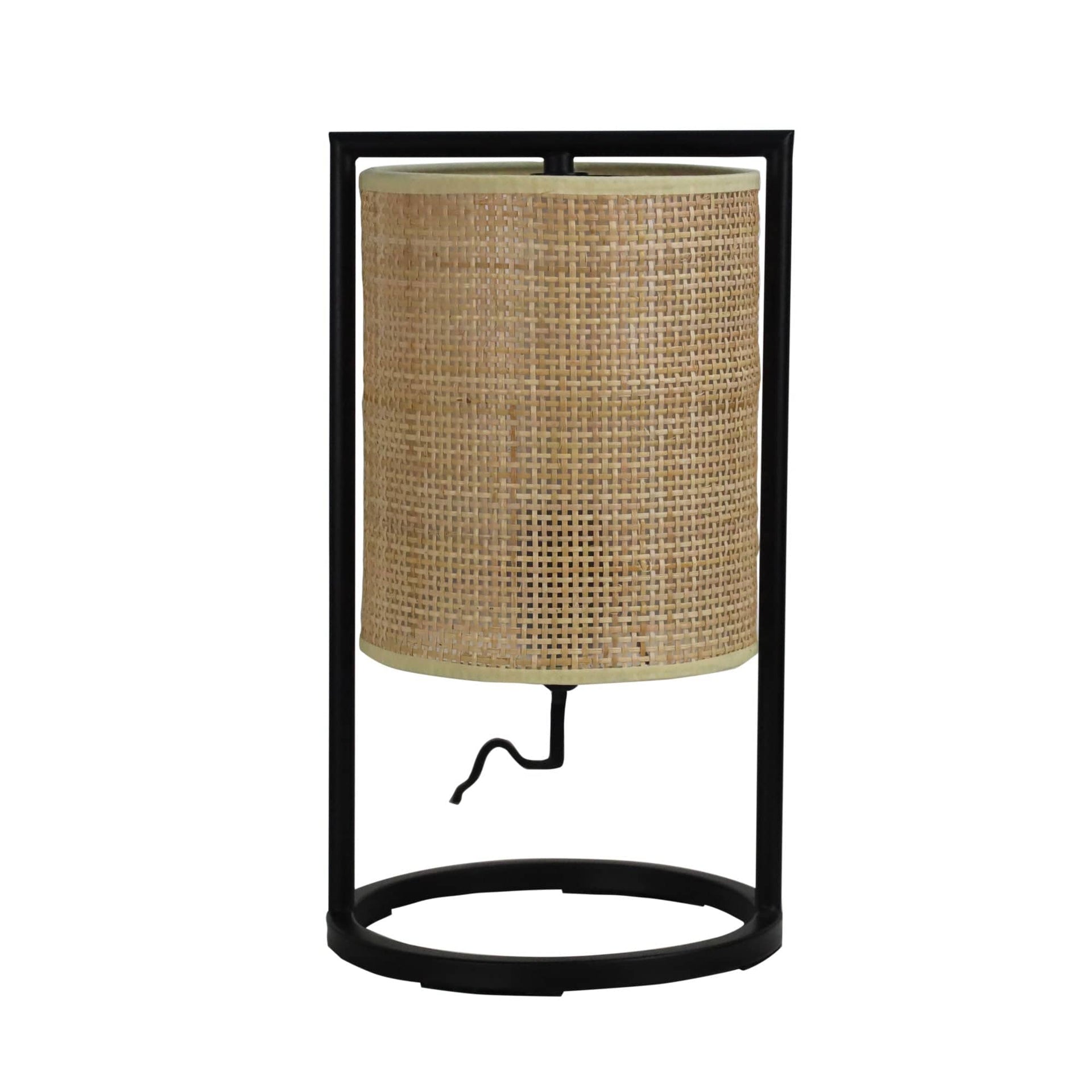 Oriel Lighting Lamp MANDALAY Black Table Lamp with Rattan Shade