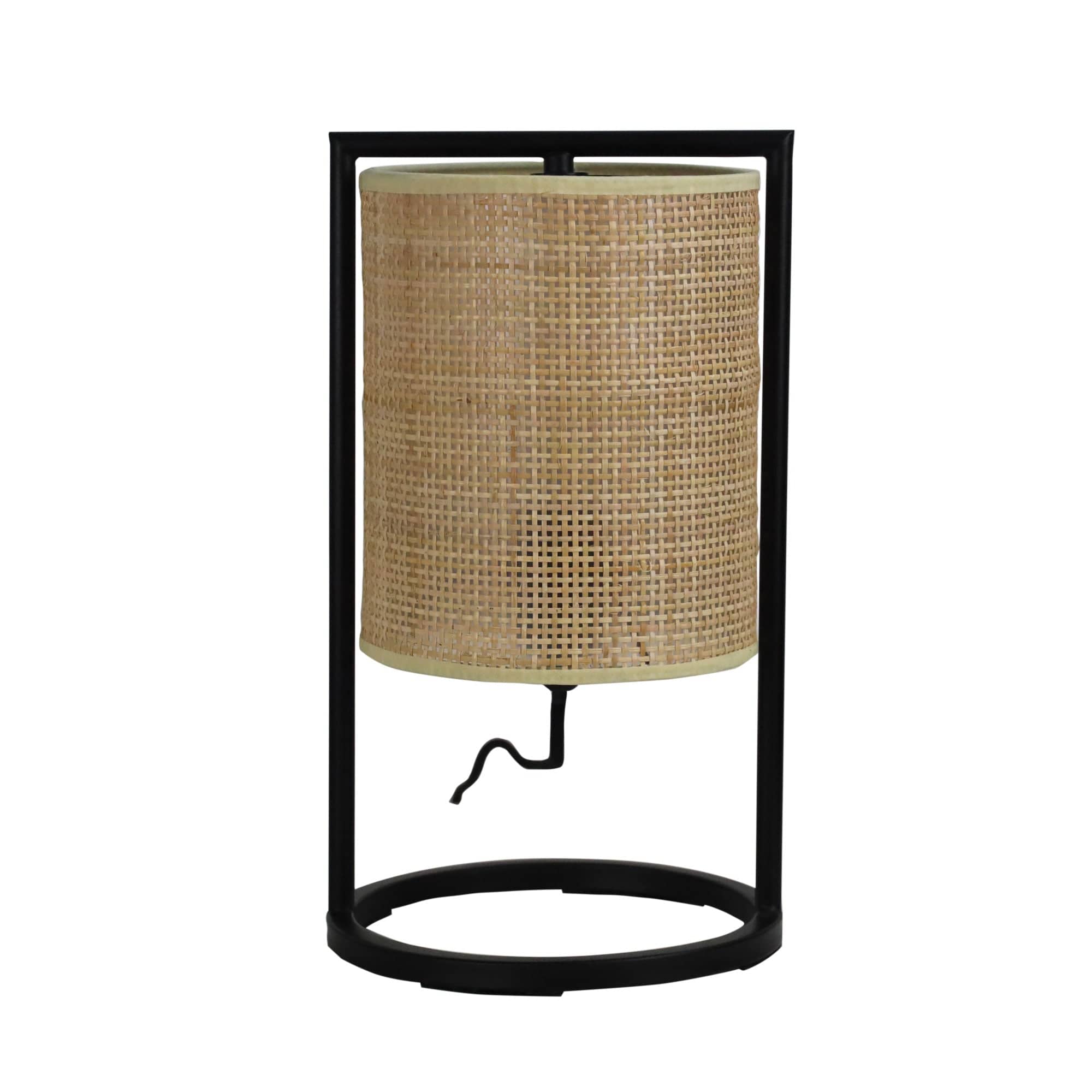 Oriel Lighting Lamp MANDALAY Black Table Lamp with Rattan Shade