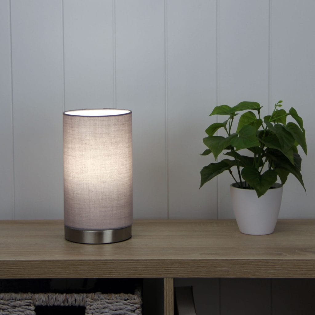 Oriel Lighting Lamp Mantel ON-OFF Touch Lamp Grey Shade