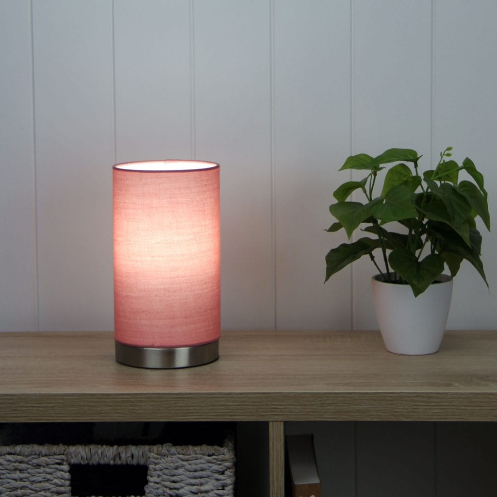 Oriel Lighting Lamp Mantel ON-OFF Touch Lamp Pink Shade