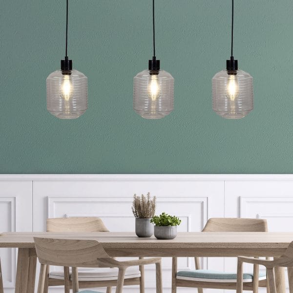Oriel Lighting Lamp MARCONI TRILIGHT 3 Light Clear Glass Pendant