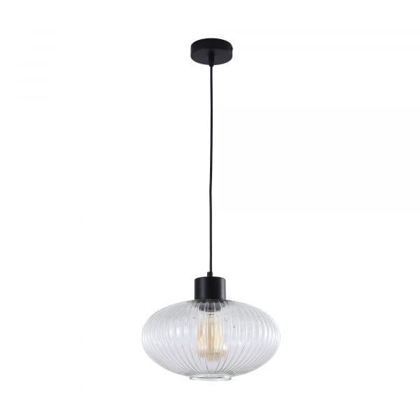 Oriel Lighting Lamp MILLER.300 Ribbed Glass Pendant