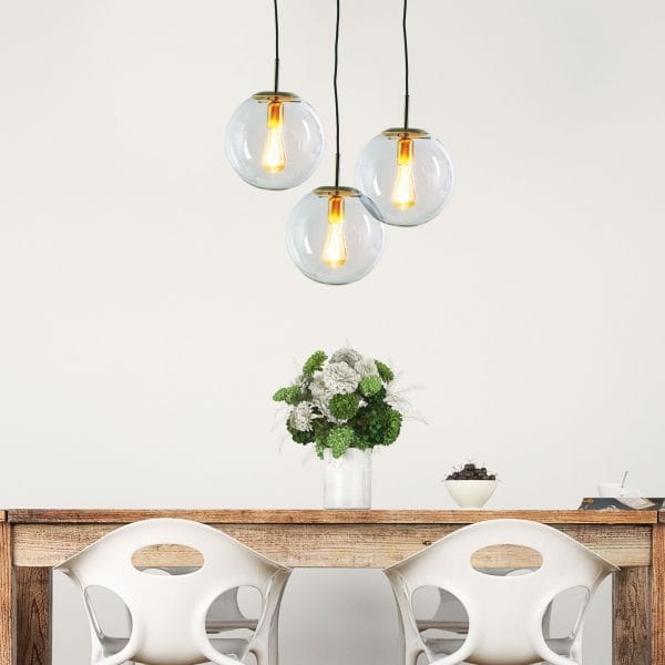 Oriel Lighting Lamp NEWTON.25 Brushed Brass and Clear Glass Pendant