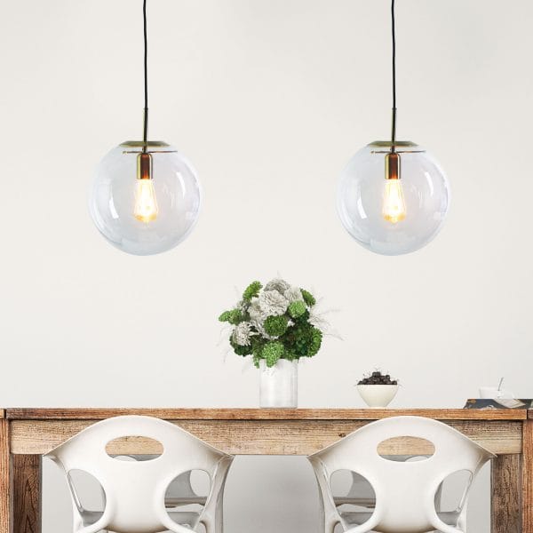 Oriel Lighting Lamp NEWTON.30 Brushed Brass and Clear Glass Pendant