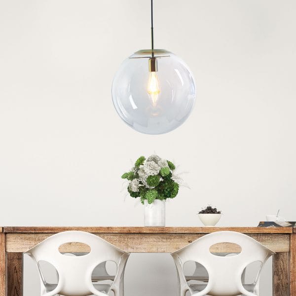 Oriel Lighting Lamp NEWTON.40 Brushed Brass and Clear Glass Pendant