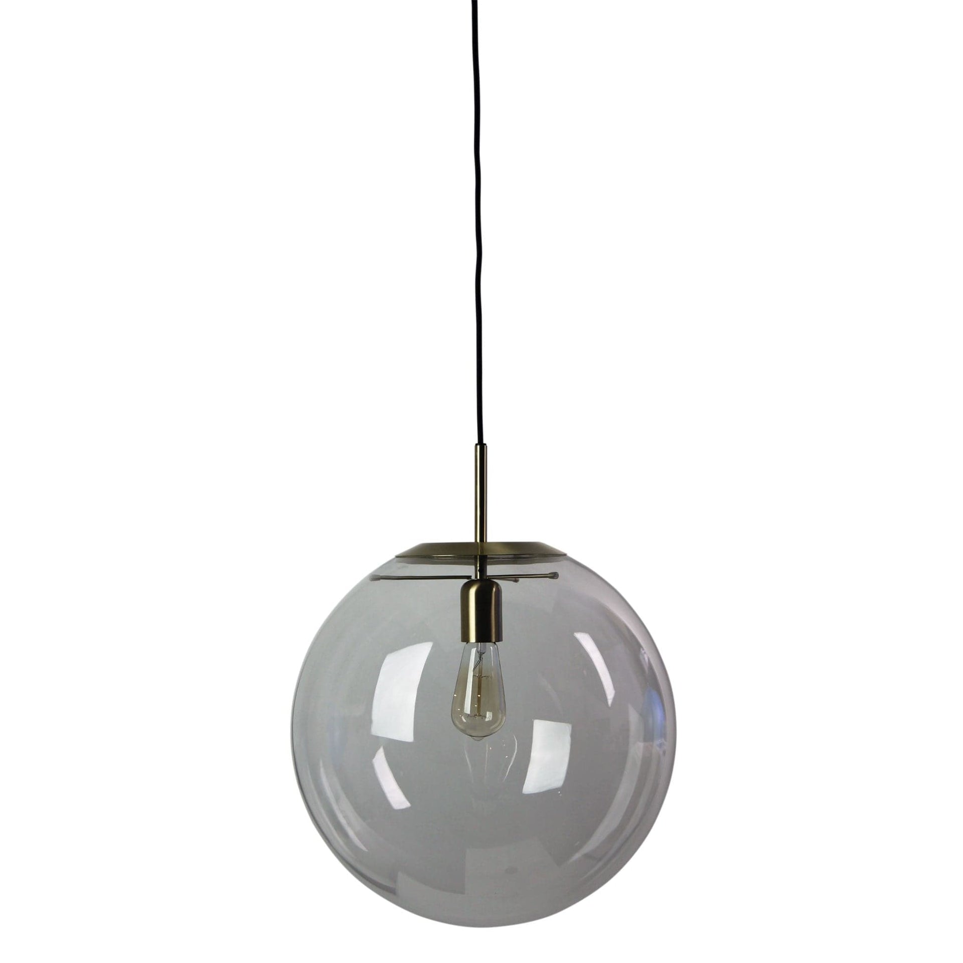 Oriel Lighting Lamp NEWTON.40 Brushed Brass and Clear Glass Pendant