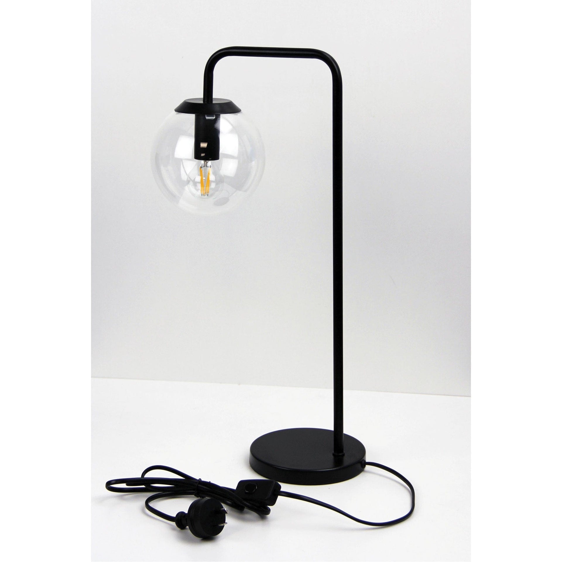Oriel Lighting Lamp NEWTON LAMP Contemporary Clear Glass Lamp Black