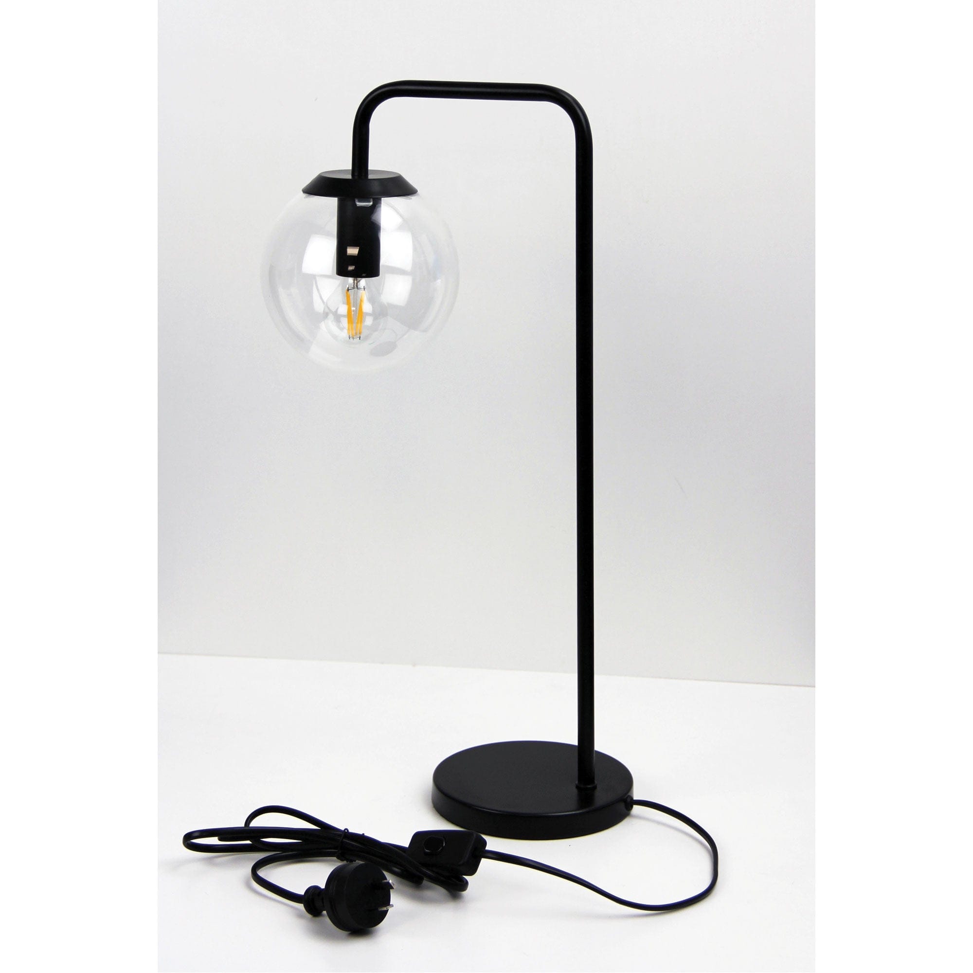 Oriel Lighting Lamp NEWTON LAMP Contemporary Clear Glass Lamp Black
