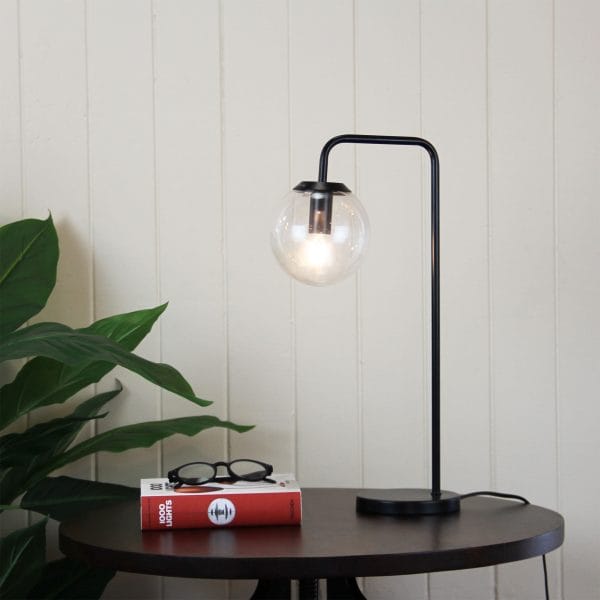 Oriel Lighting Lamp NEWTON LAMP Contemporary Clear Glass Lamp Black