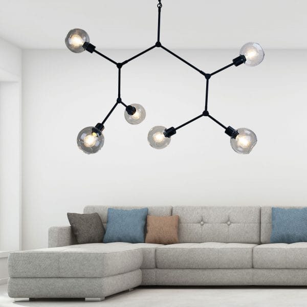 Oriel Lighting Lamp PADUA Black 170cm Contemporary Clear Glass Pendant