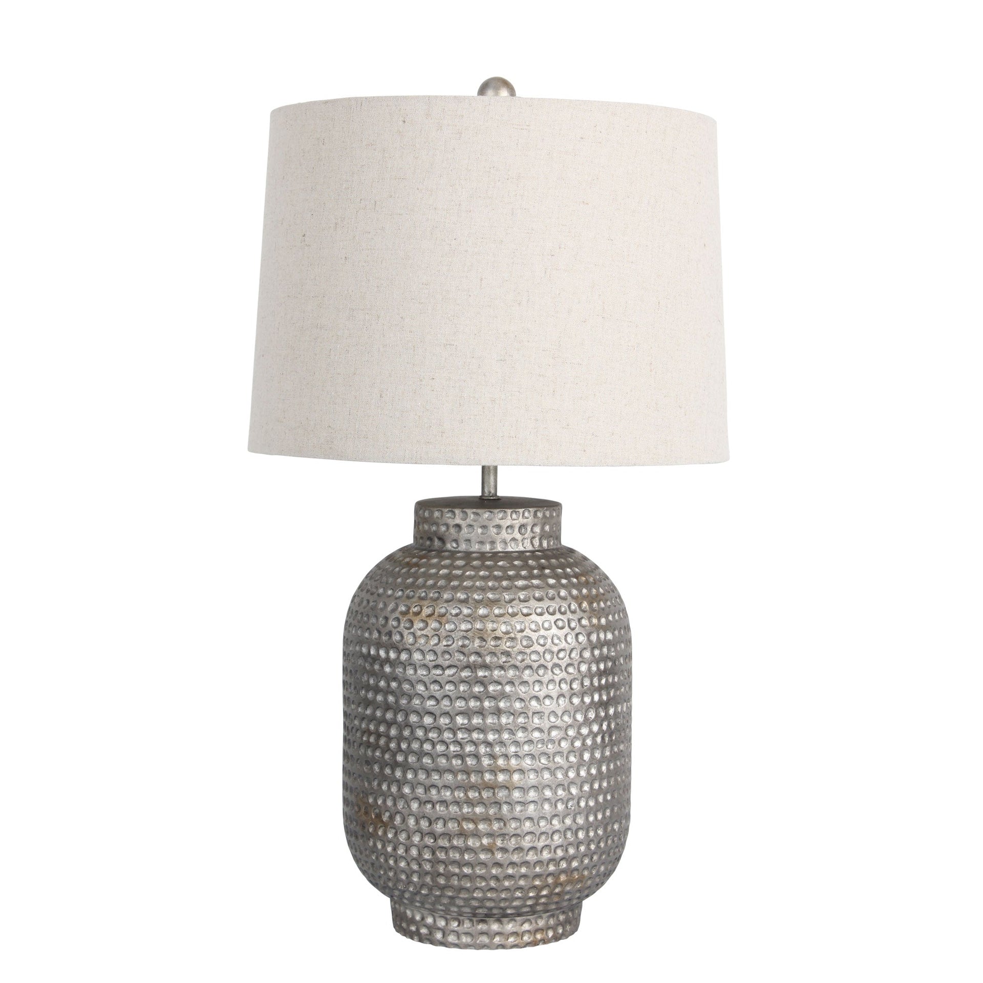 Oriel Lighting Lamp PALMA Rustic Beaten Silver Urn Table Lamp