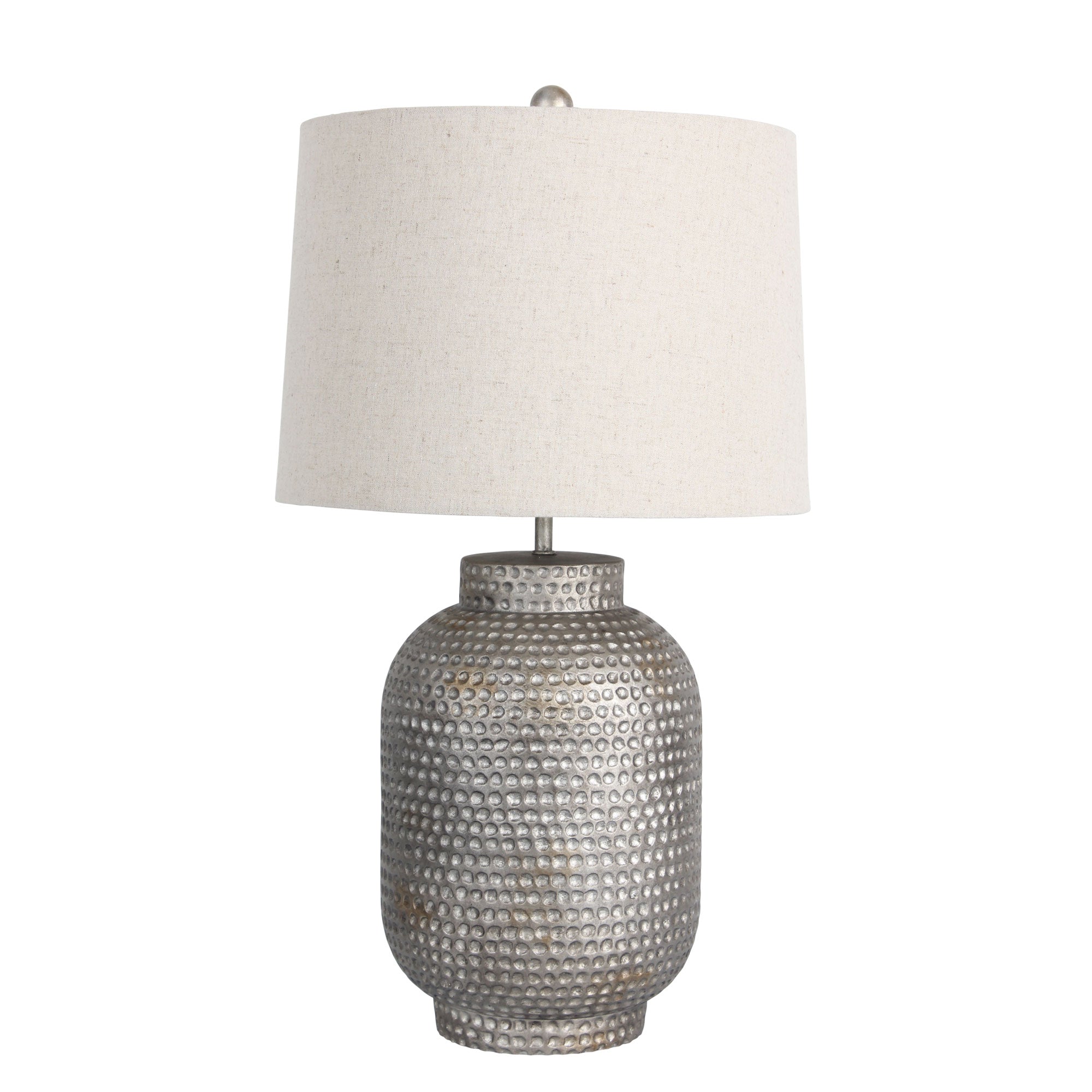 Oriel Lighting Lamp PALMA Rustic Beaten Silver Urn Table Lamp