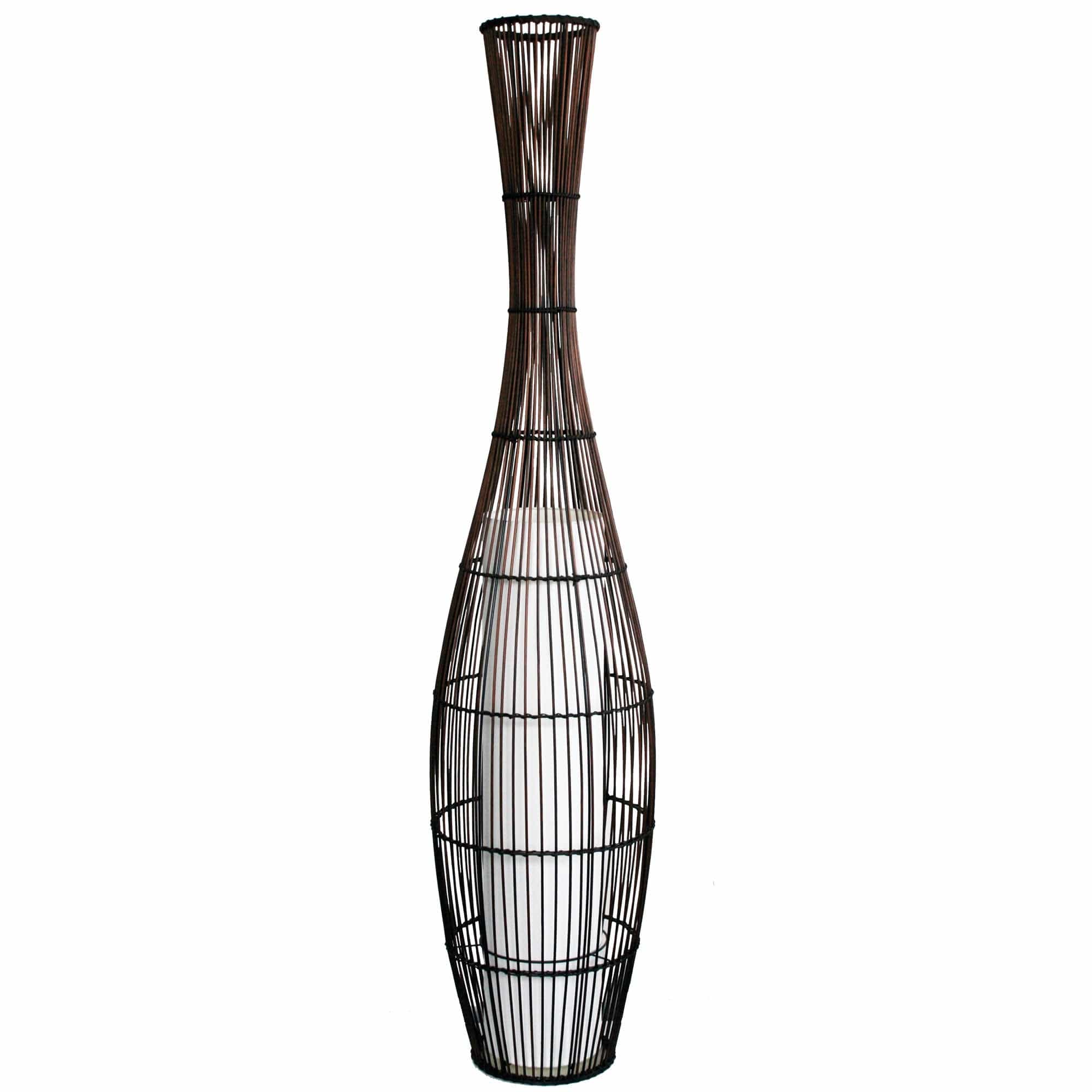 Oriel Lighting Lamp PEKAN FLOOR LAMP Dark Brown Bamboo with Cotton Inner 160cm