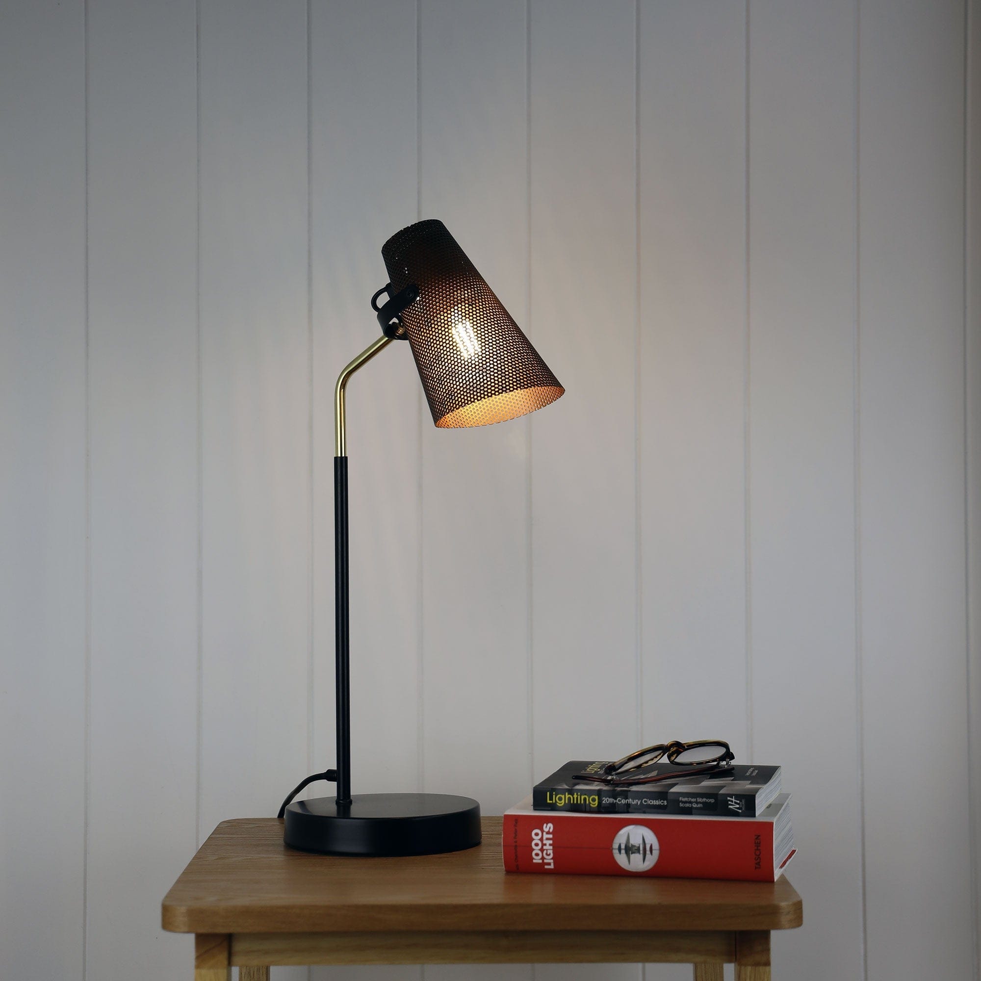 Oriel Lighting Lamp PERFO DESK LAMP BLACK & BRASS DESK LAMP