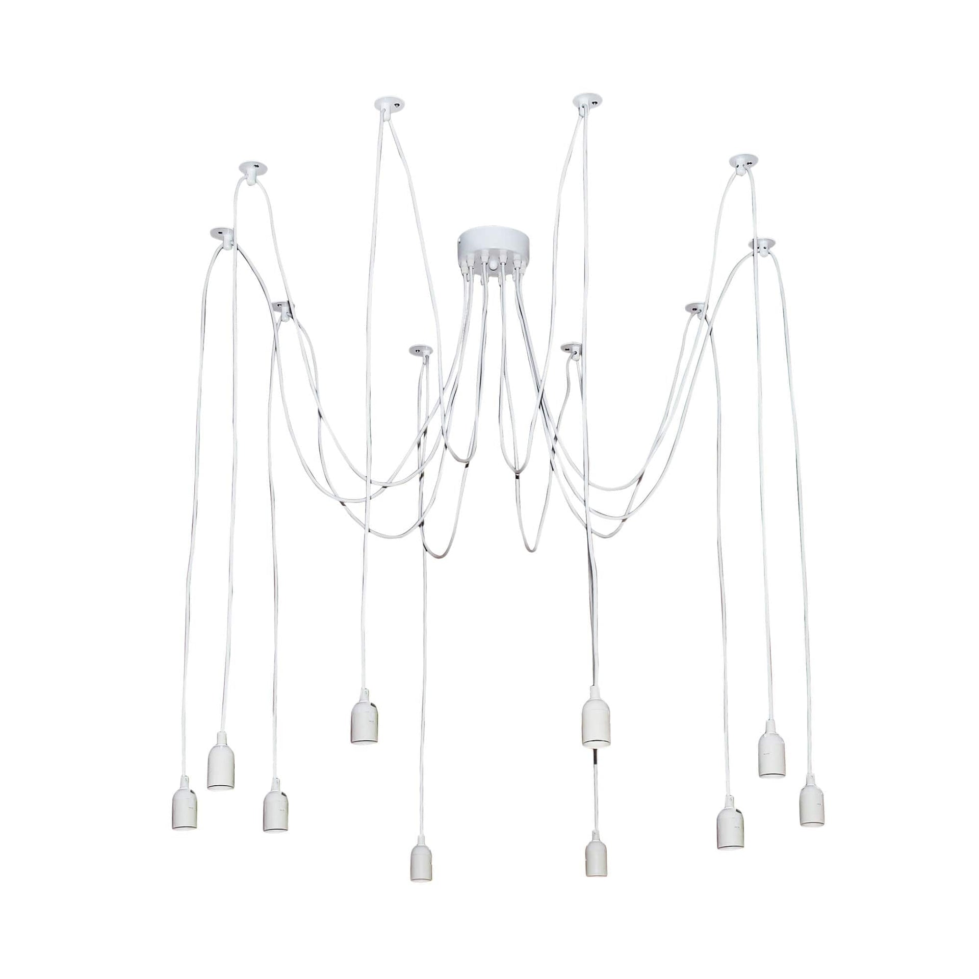 Oriel Lighting Lamp PHILLY 10 LIGHT White Retro Industrial Multi 180cm Suspension