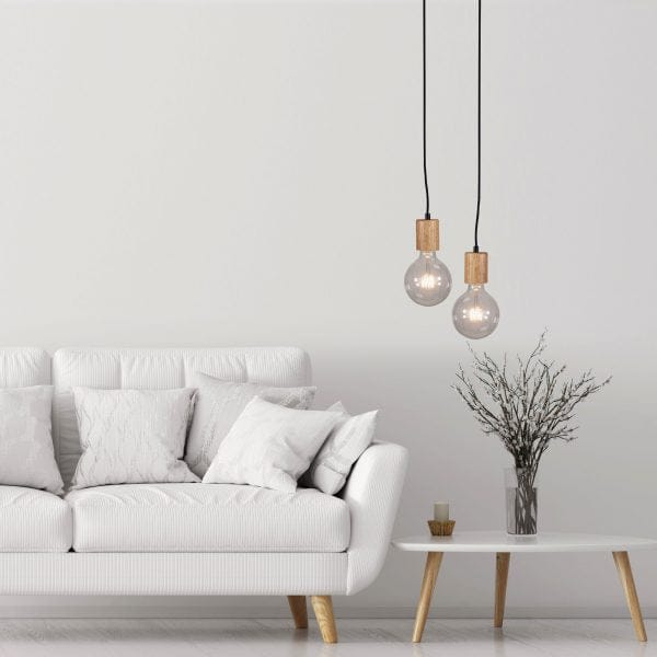 Oriel Lighting Lamp PLUG Timber Pendant Suspension