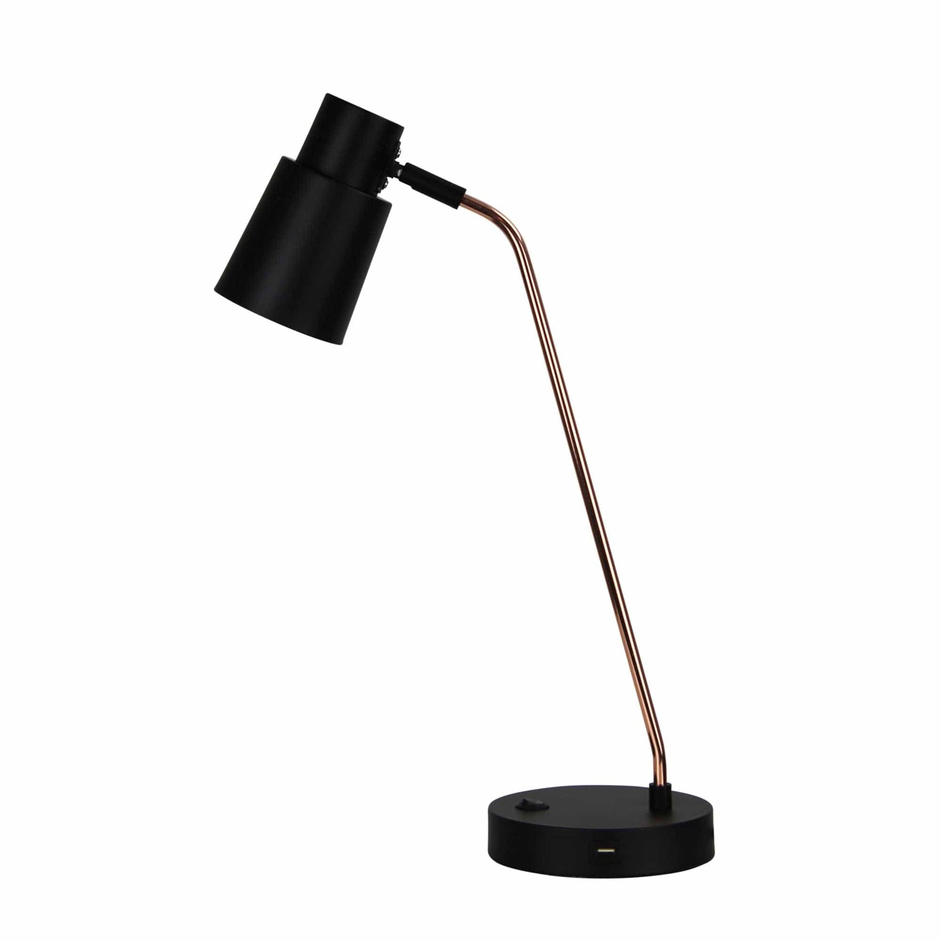 Oriel Lighting Lamp RIK Black/Copper Table lamp with USB socket