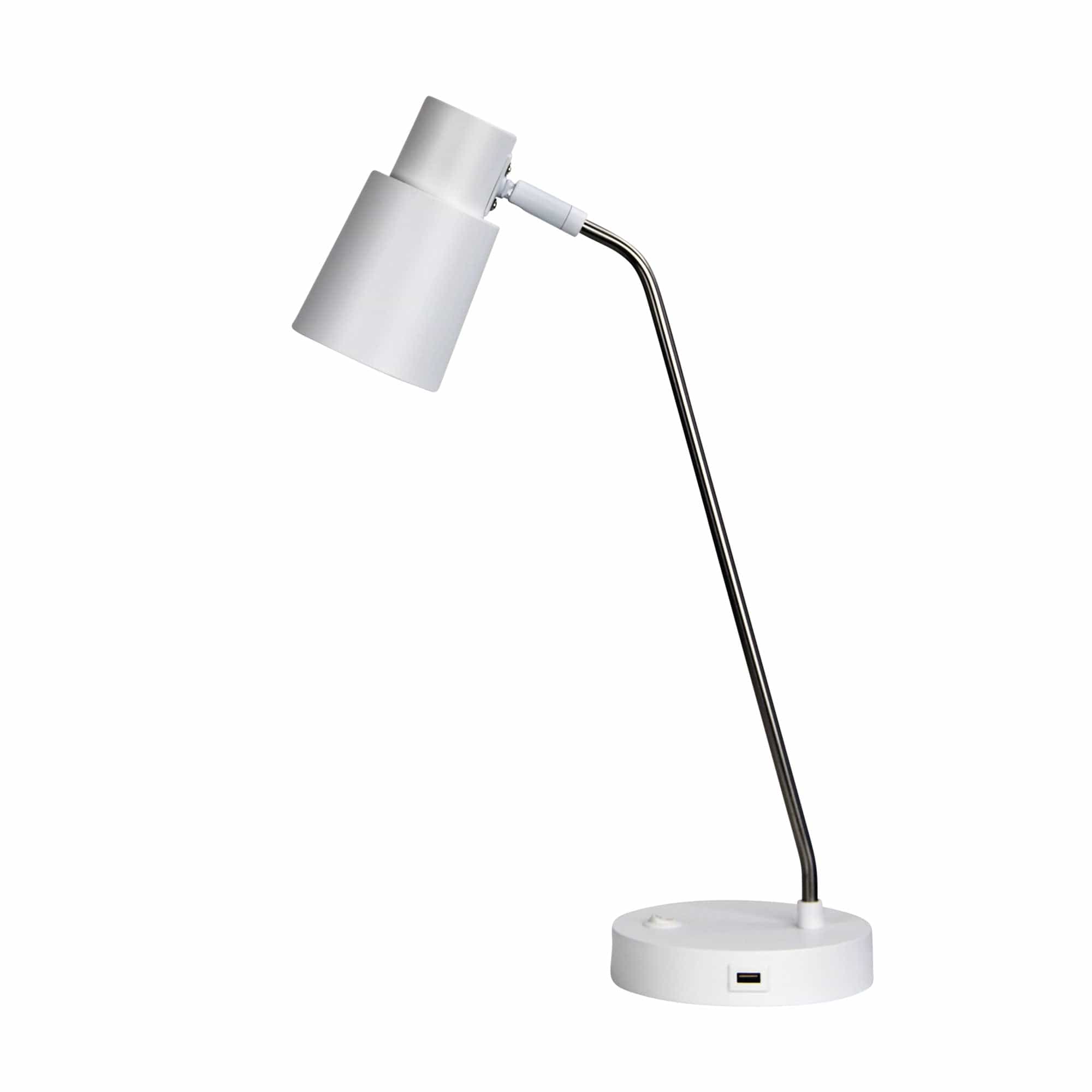 Oriel Lighting Lamp RIK White/Brushed Chrome Table lamp with USB socket