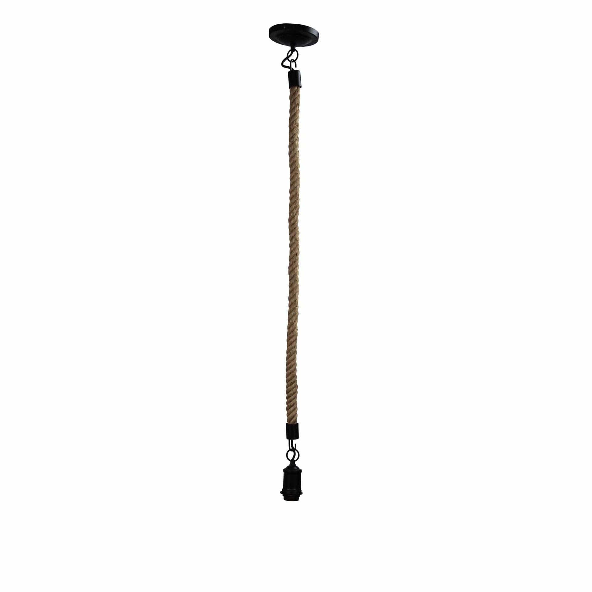 Oriel Lighting Lamp ROPE 1.2m Medium Rope Pendant Matt Black and Coir
