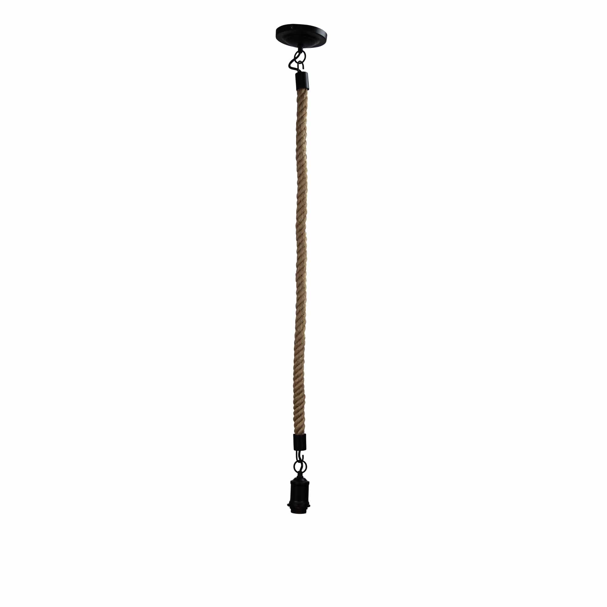 Oriel Lighting Lamp ROPE 1.2m Medium Rope Pendant Matt Black and Coir