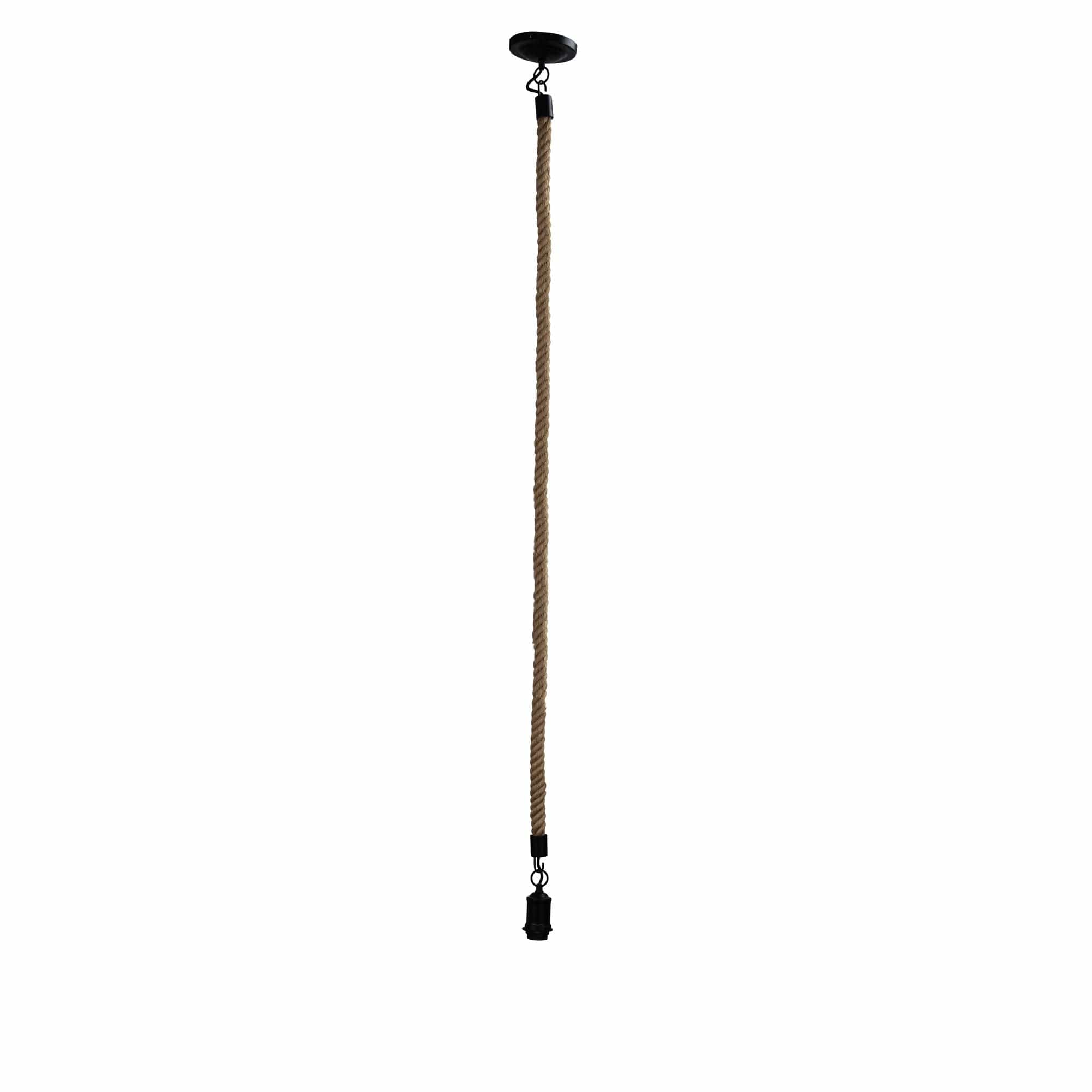 Oriel Lighting Lamp ROPE 2m Long Rope Pendant Matt Black and Coir