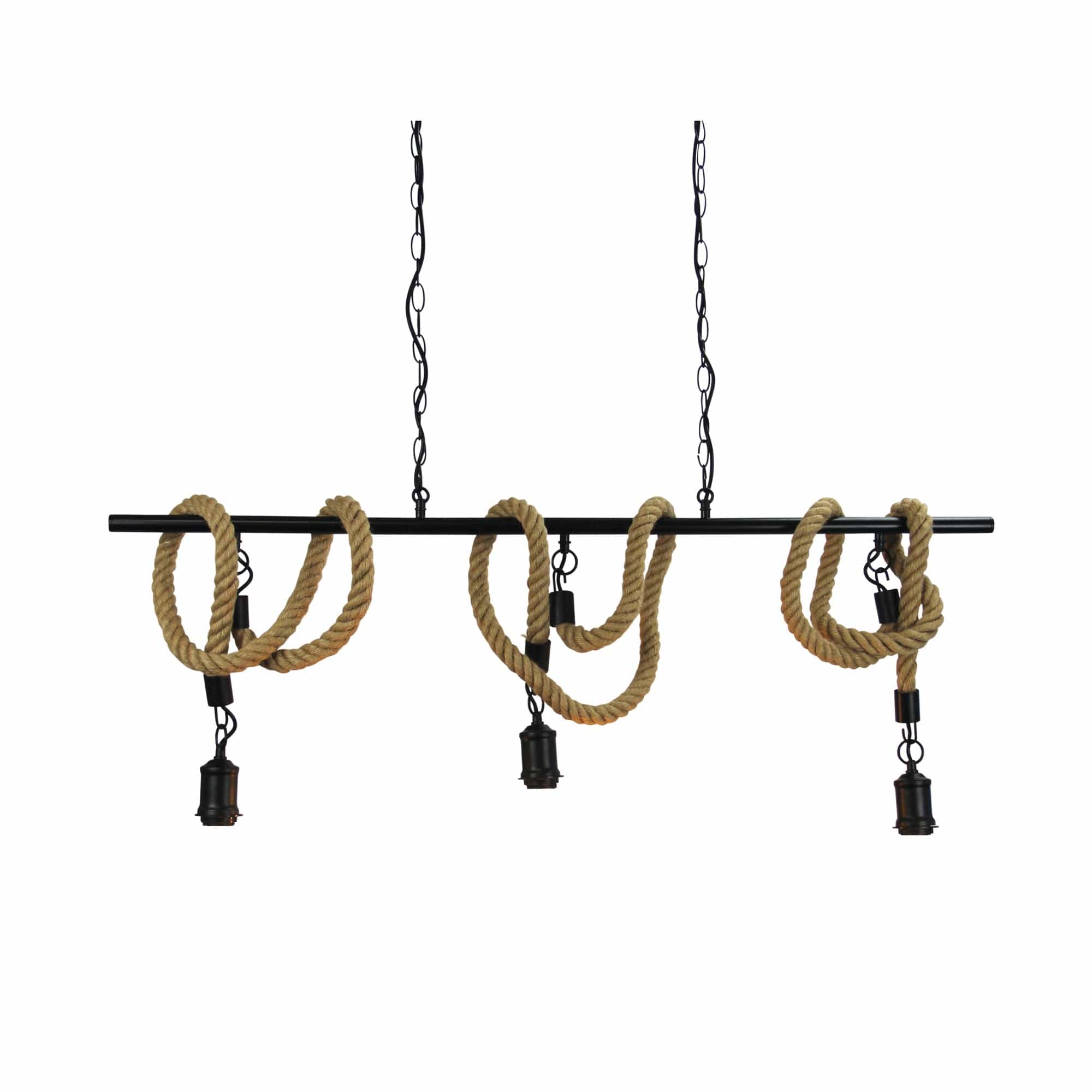 Oriel Lighting Lamp ROPE.3 LIGHT Triple Rope Pendant Matt Black and Coir
