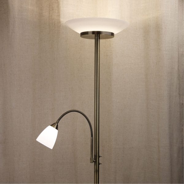 Oriel Lighting Lamp SIENA Mother and Child LED Floor Lamp Antique Brass