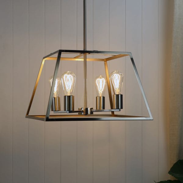 Oriel Lighting Lamp SOUTHPORT 48 4 Light Urban Retro Pendant Black
