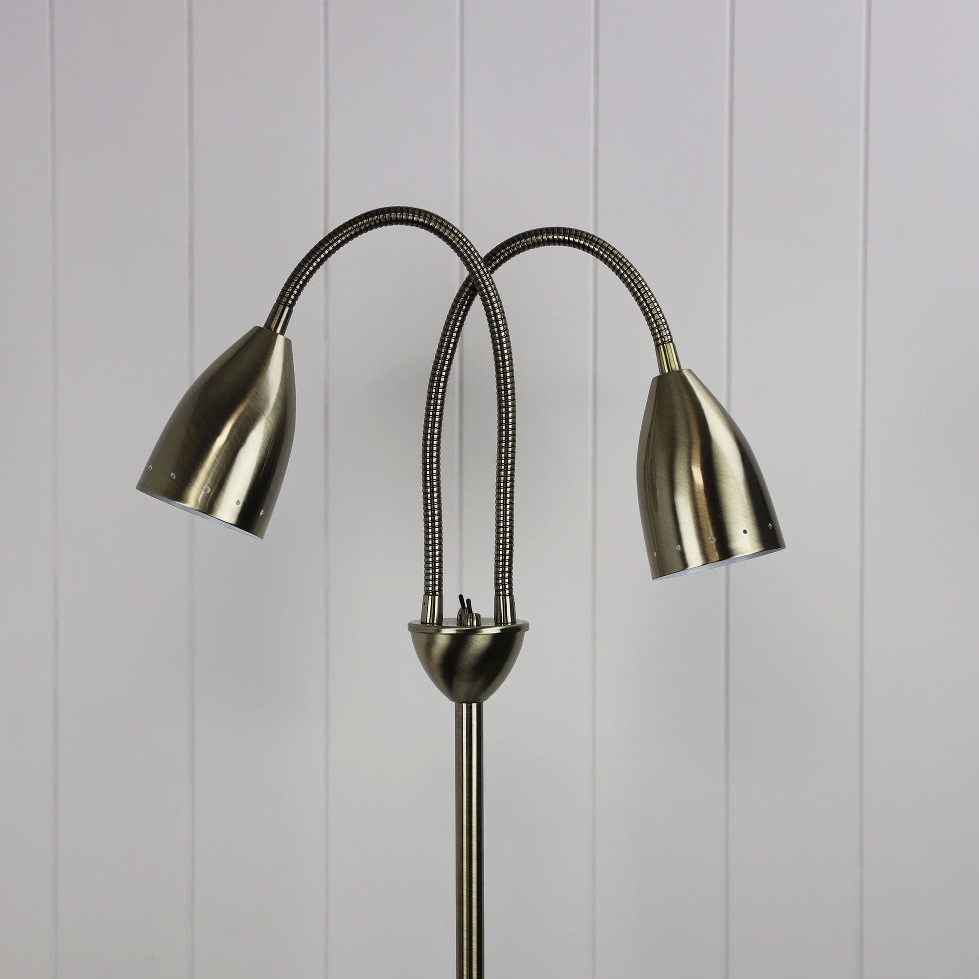 Oriel Lighting Lamp STAN Twin Flexible Neck Lamp Antique Brass