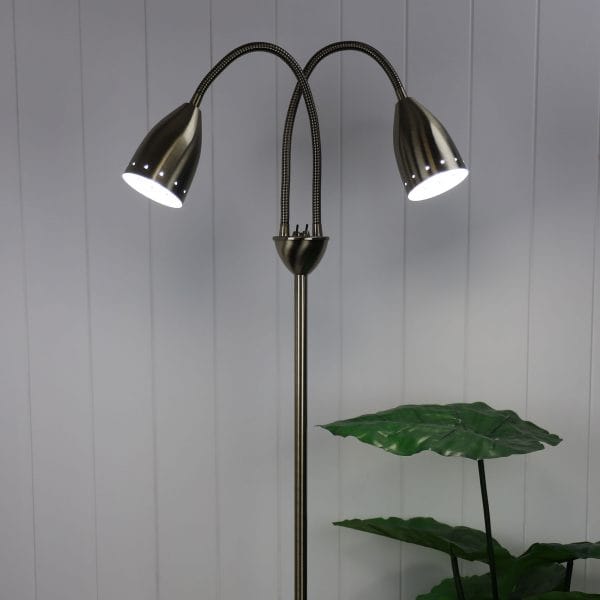 Oriel Lighting Lamp STAN Twin Flexible Neck Lamp Antique Brass
