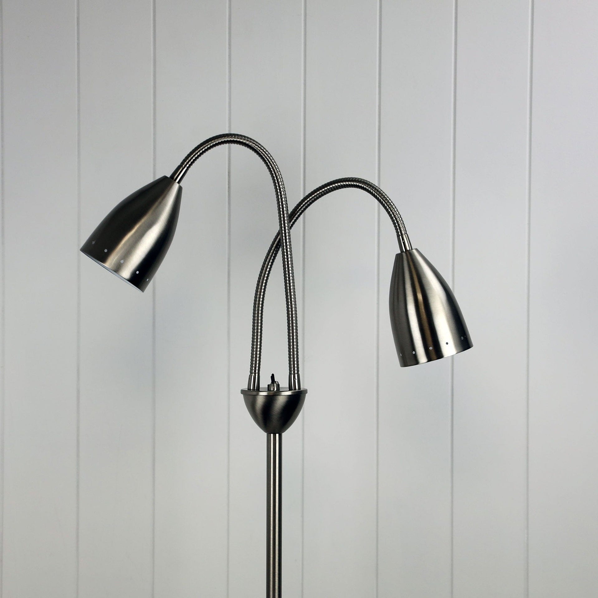 Oriel Lighting Lamp STAN Twin Flexible Neck Lamp Brushed Chrome